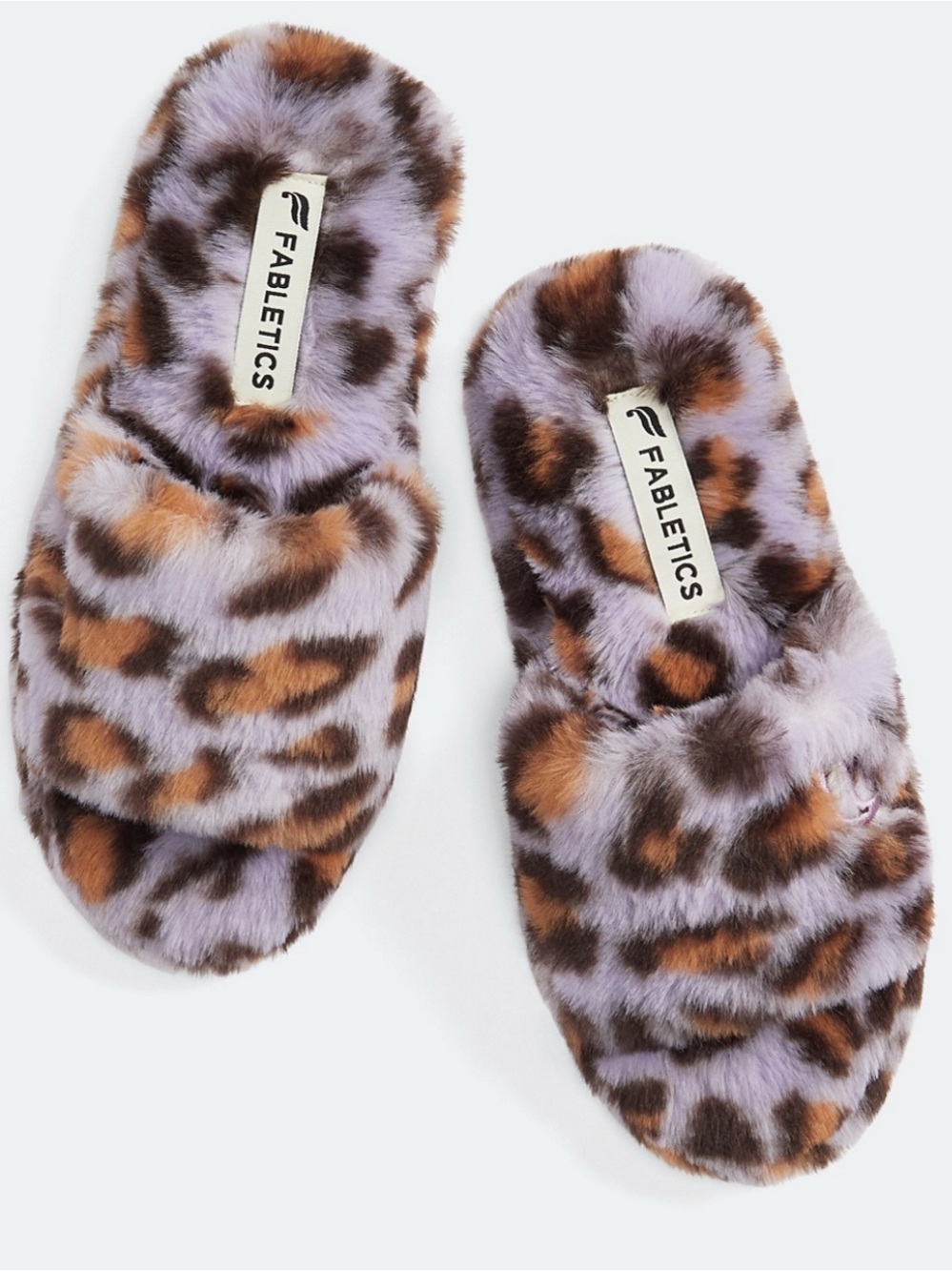 Fabletics Lavender Leopard Faux-Fur Slide Slippers